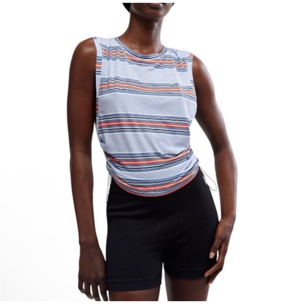 FP Movement Free People Striped Muscle Tank Cinch Hem Medium NWT